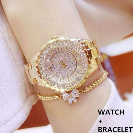 Women Watches Gold Luxury Brand Diamond Quartz Ladies Wrist Watches Stainless steel Clock Female Watch relogio feminino 2020 - Bringbargain